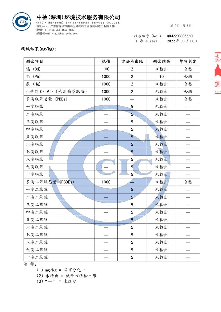 体脂秤RoHS六项检验报告（第4页）